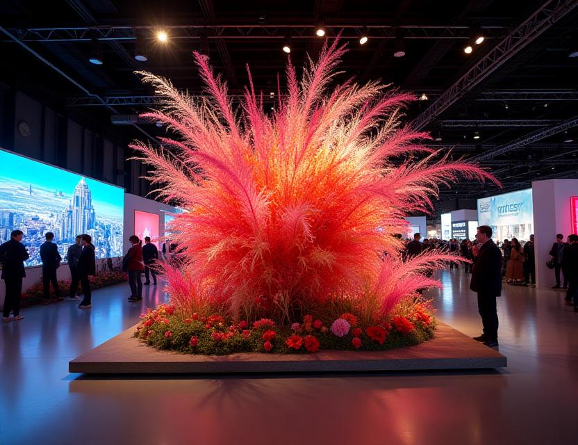 Tentoonstelling bloemen installatie