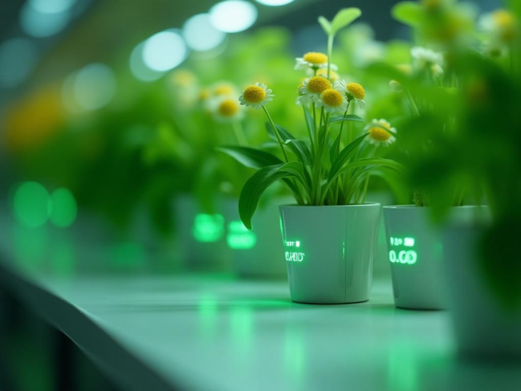 IoT plant monitoring sensors in bloemenstandaard