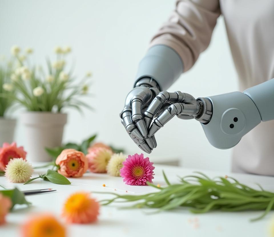 Robotische AI bloemen schikking ondersteuning